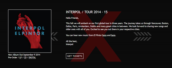 interpol tour schedule